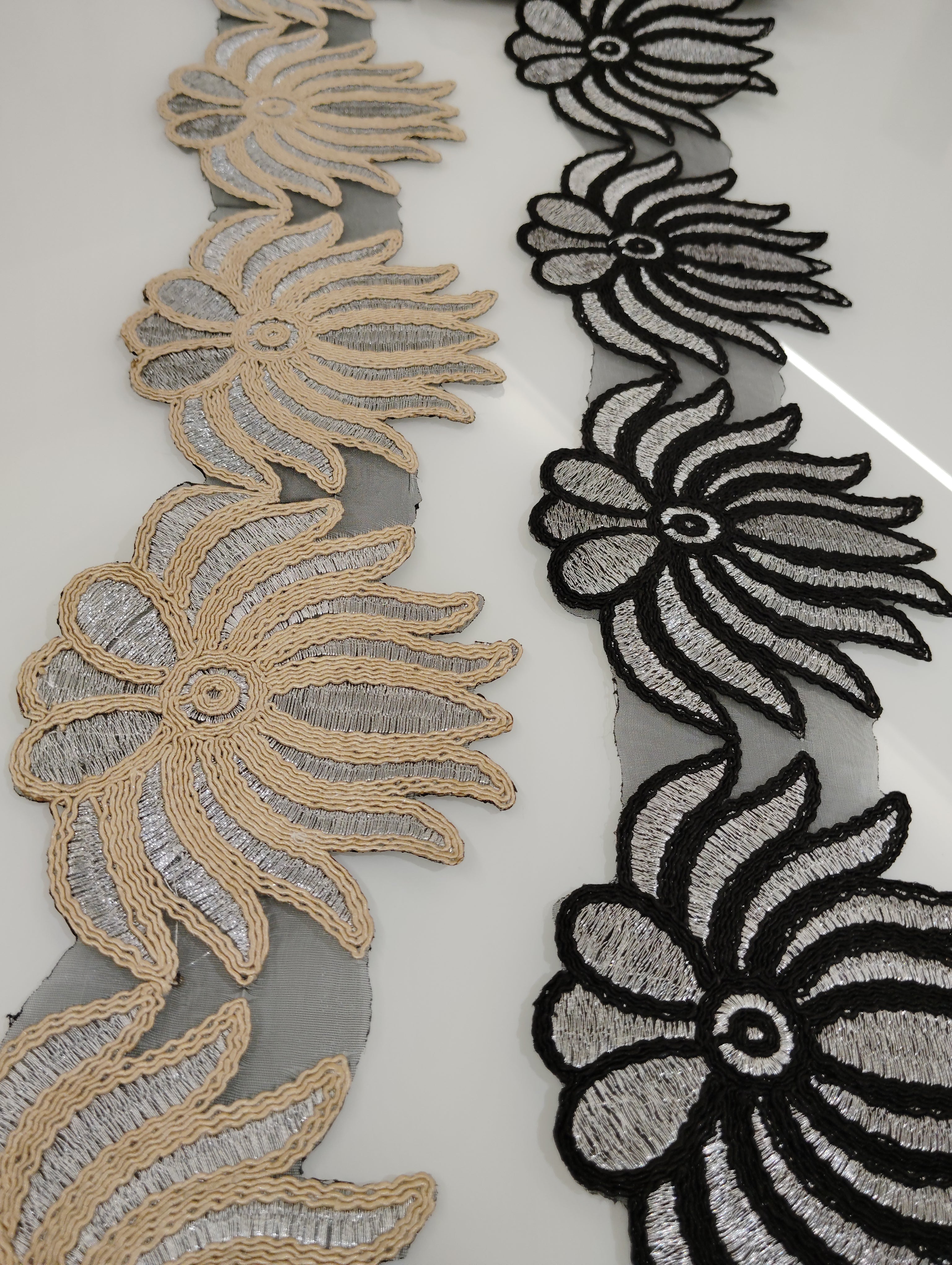 Metallic Floral Applique Lace Trim