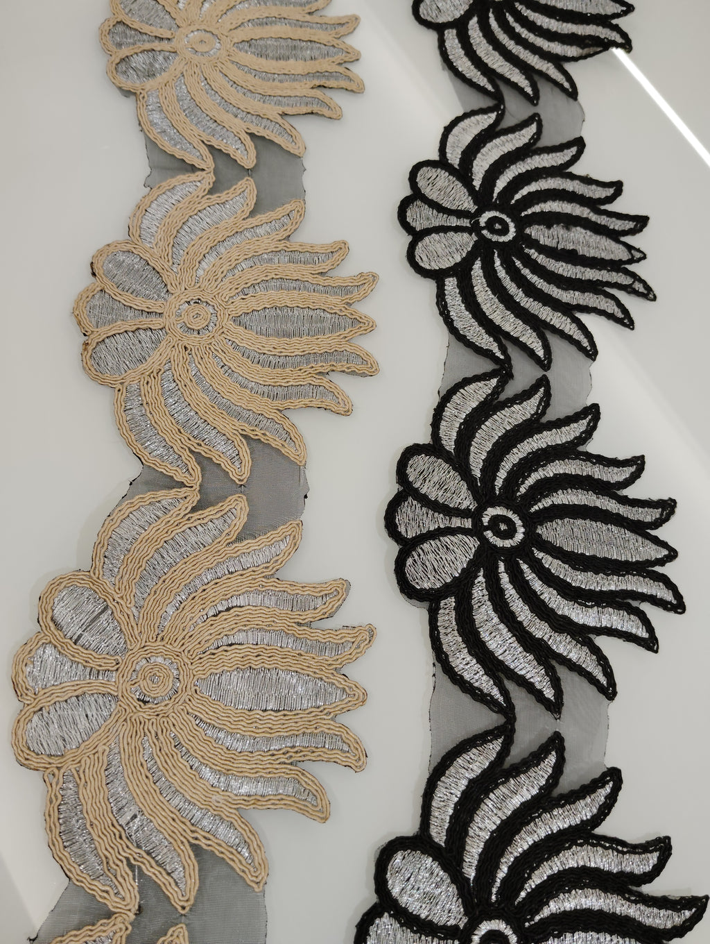 Metallic Floral Applique Lace Trim