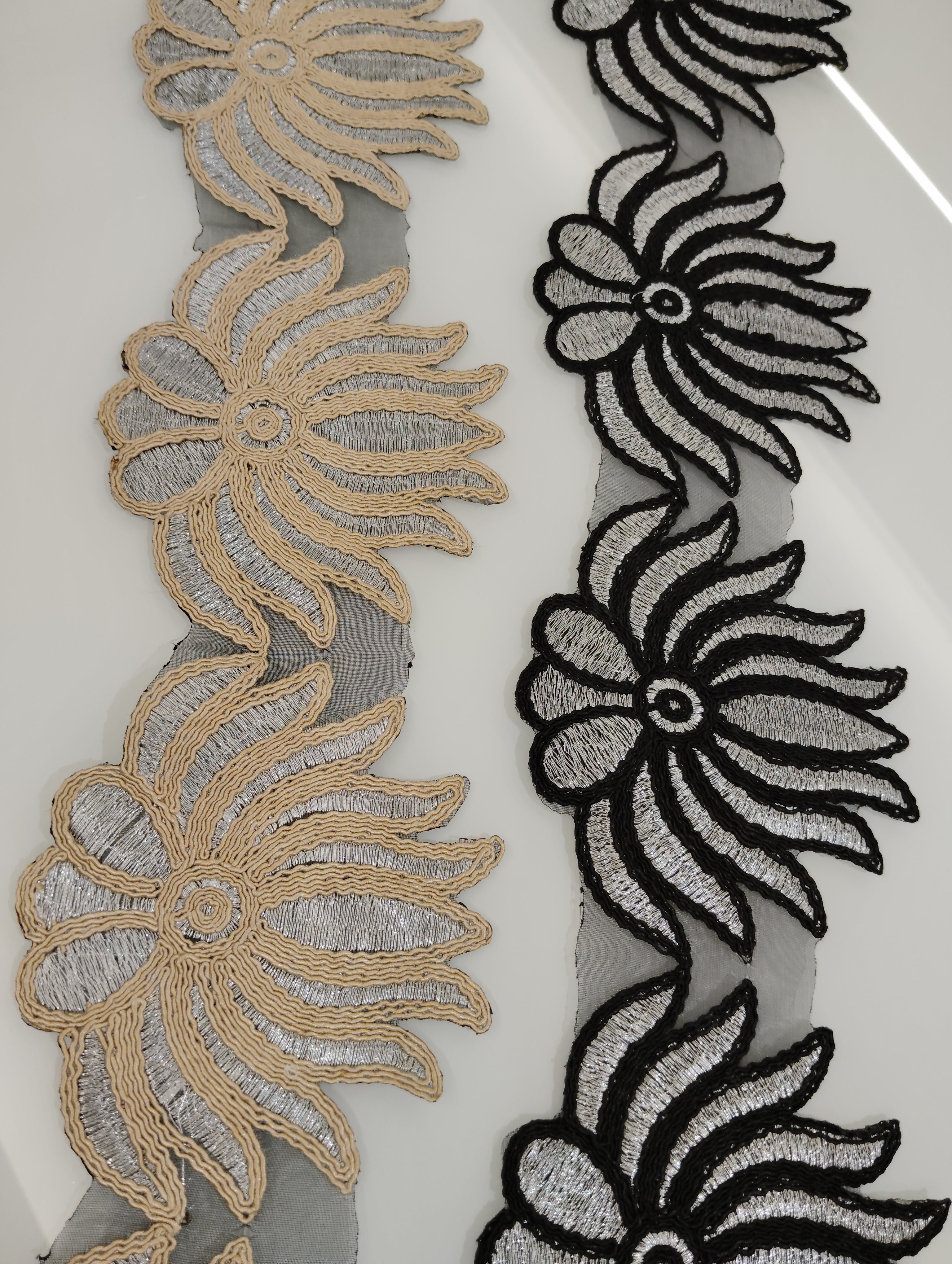 Metallic Floral Applique Lace Trim