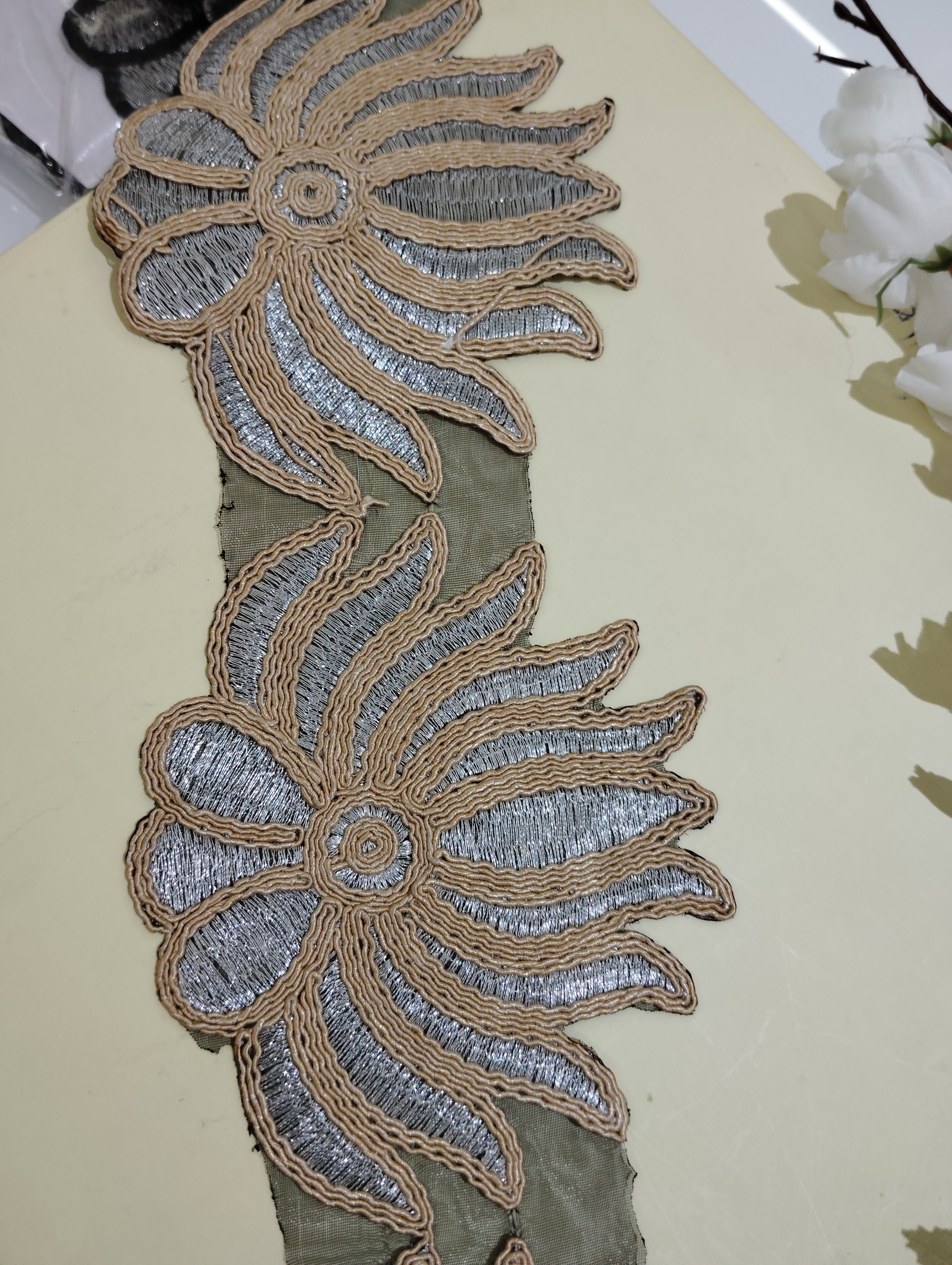 Metallic Floral Applique Lace Trim