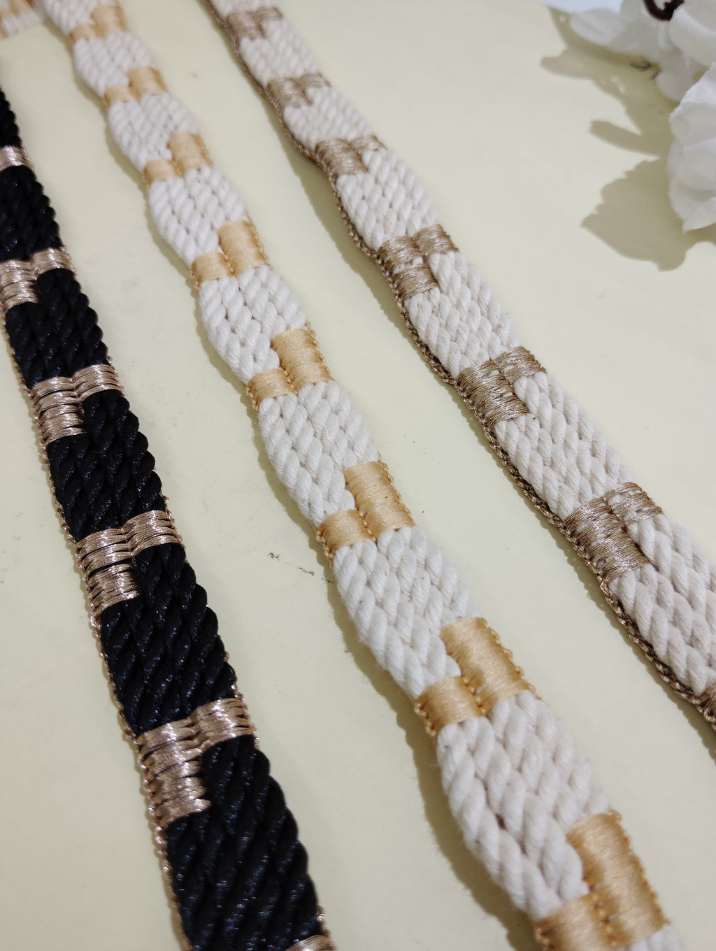 Geometric Metallic Cord Border Trim