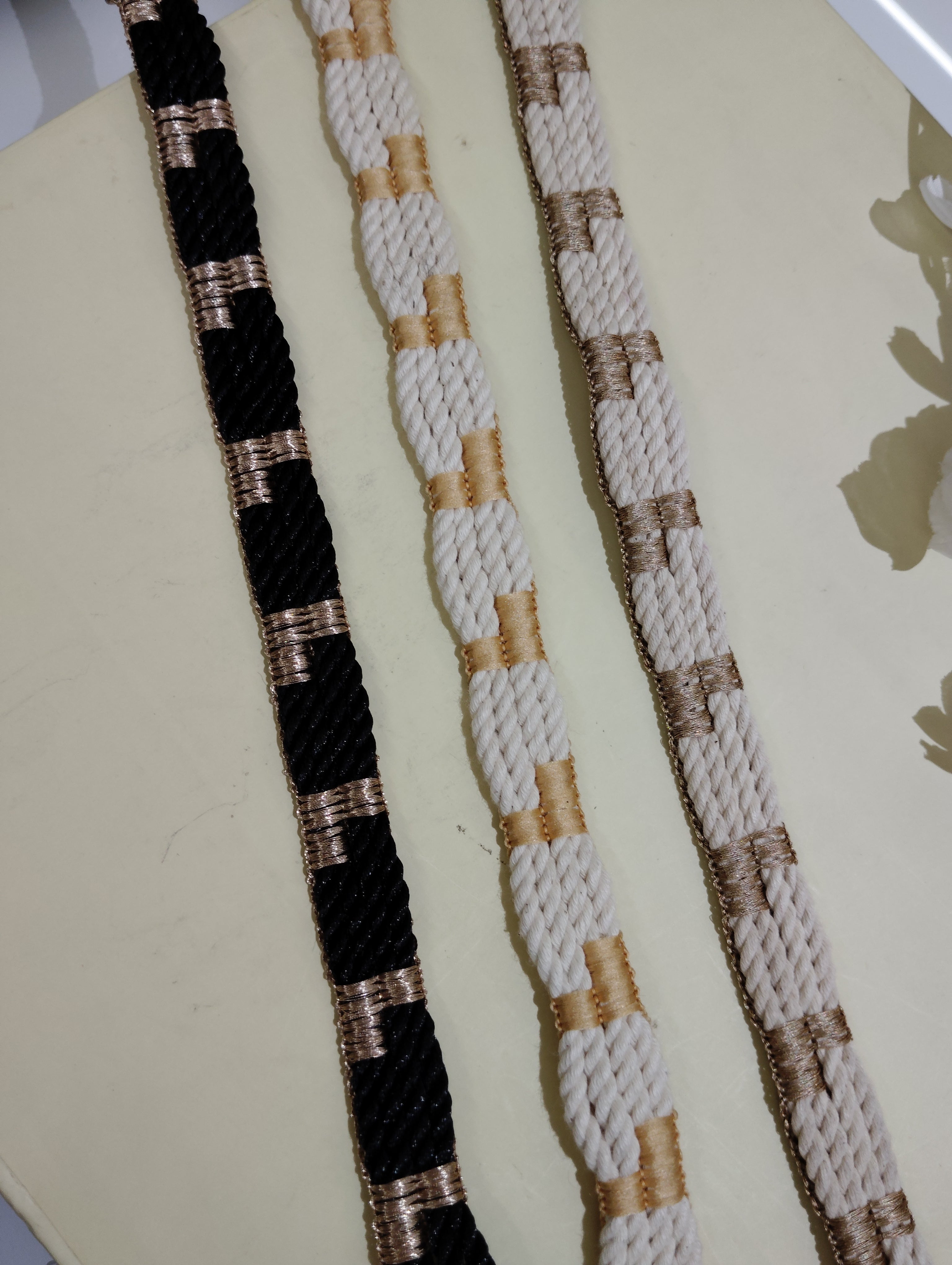 Geometric Metallic Cord Border Trim