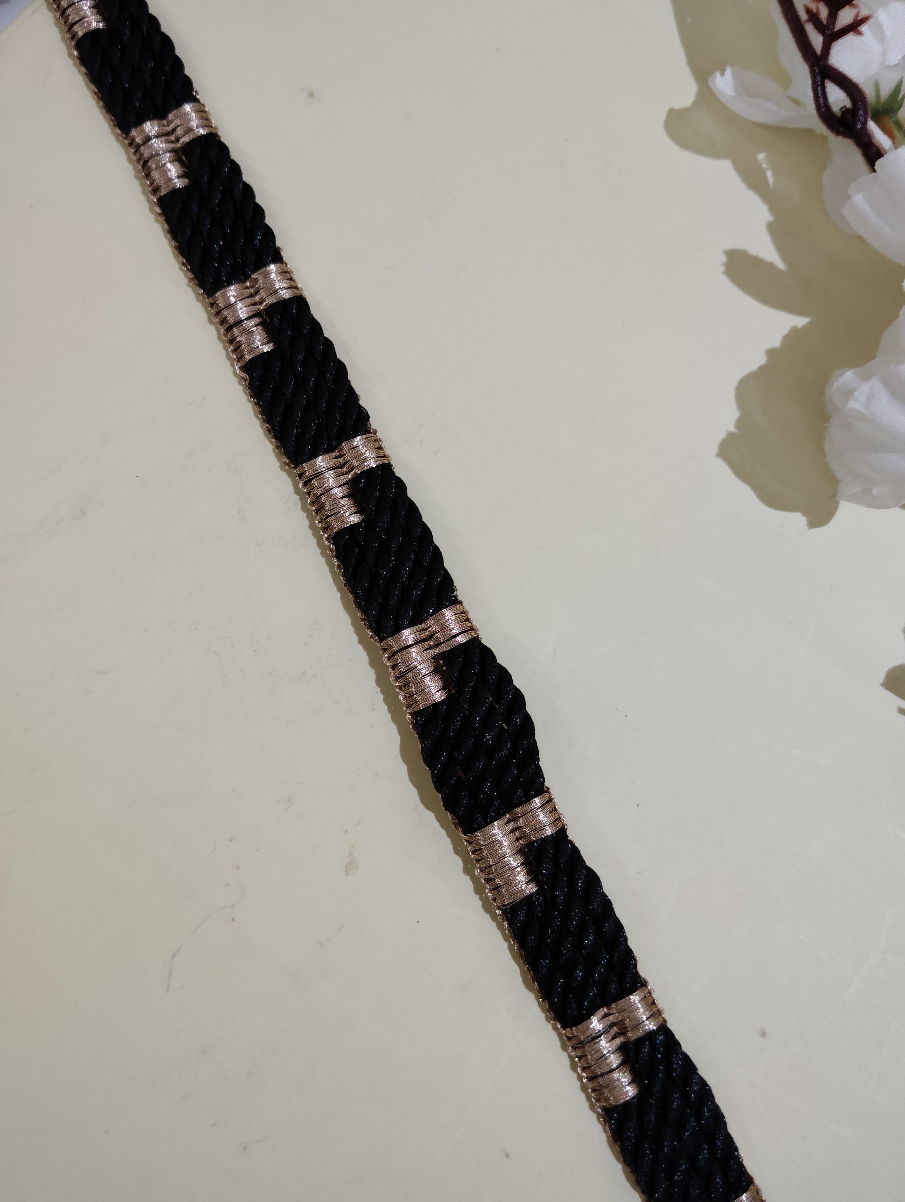 Geometric Metallic Cord Border Trim