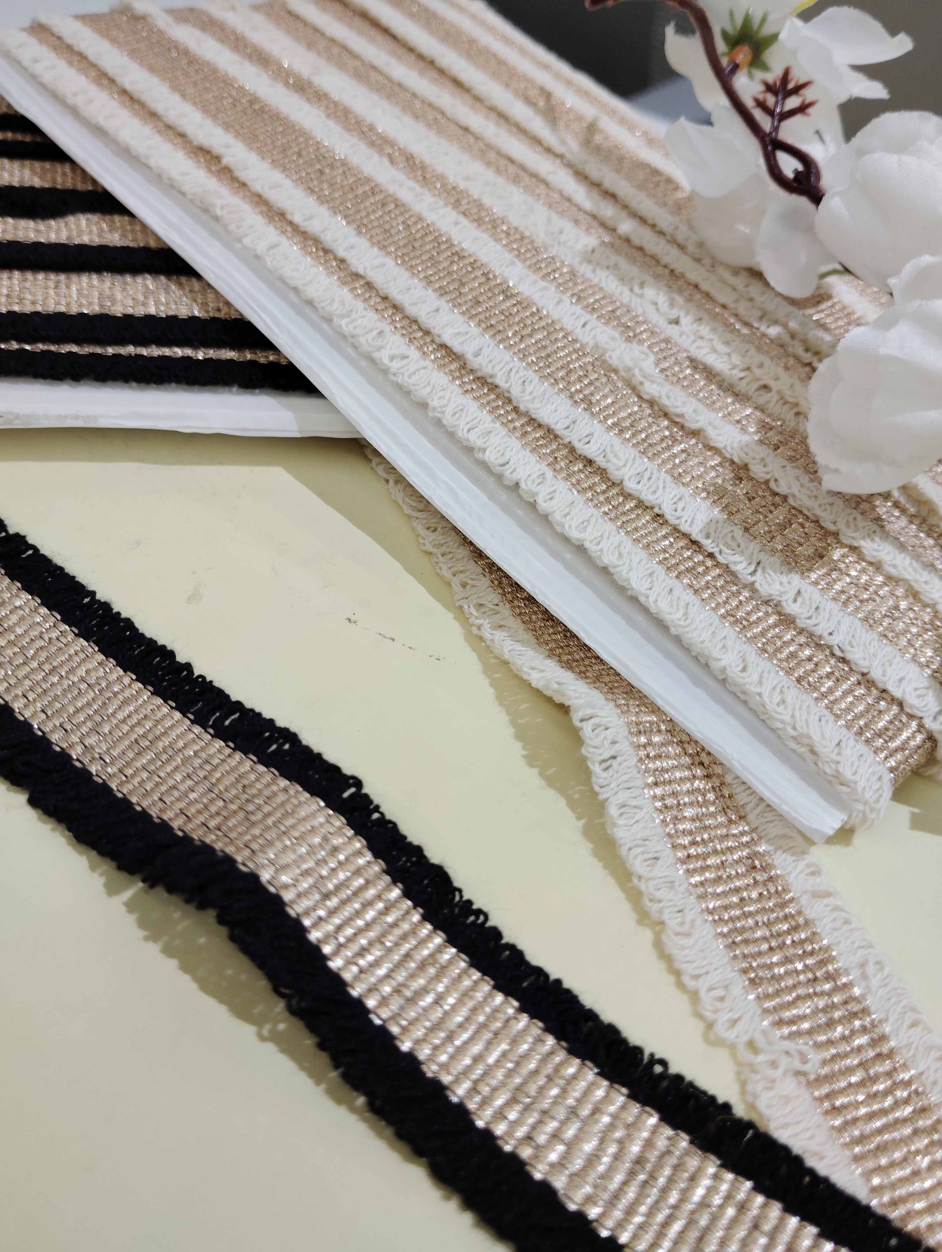 Metallic and Textured Stripe Border Trim