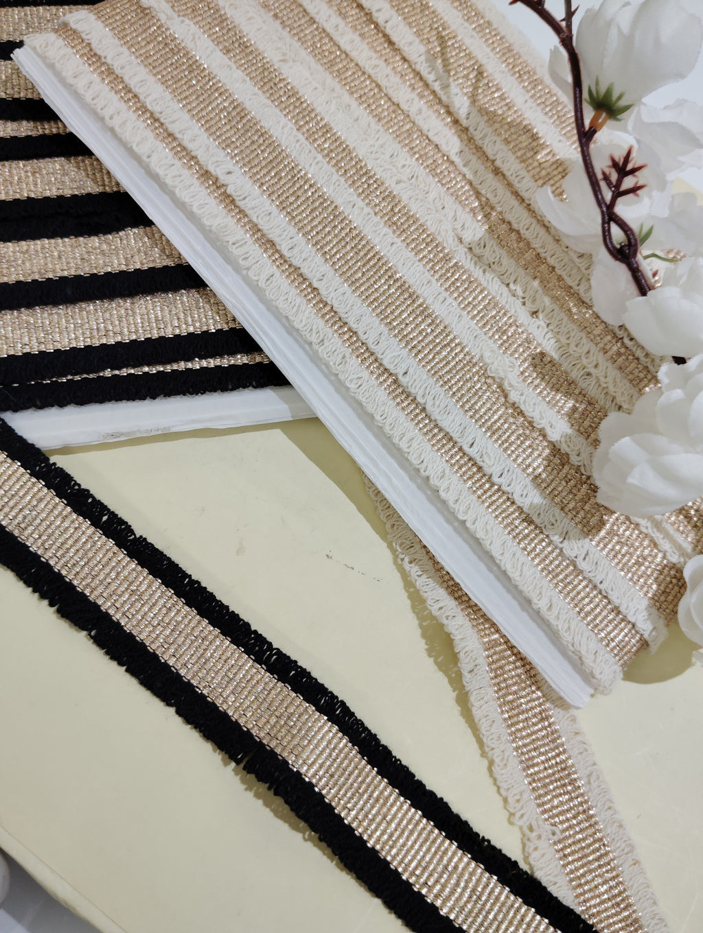 Metallic and Textured Stripe Border Trim