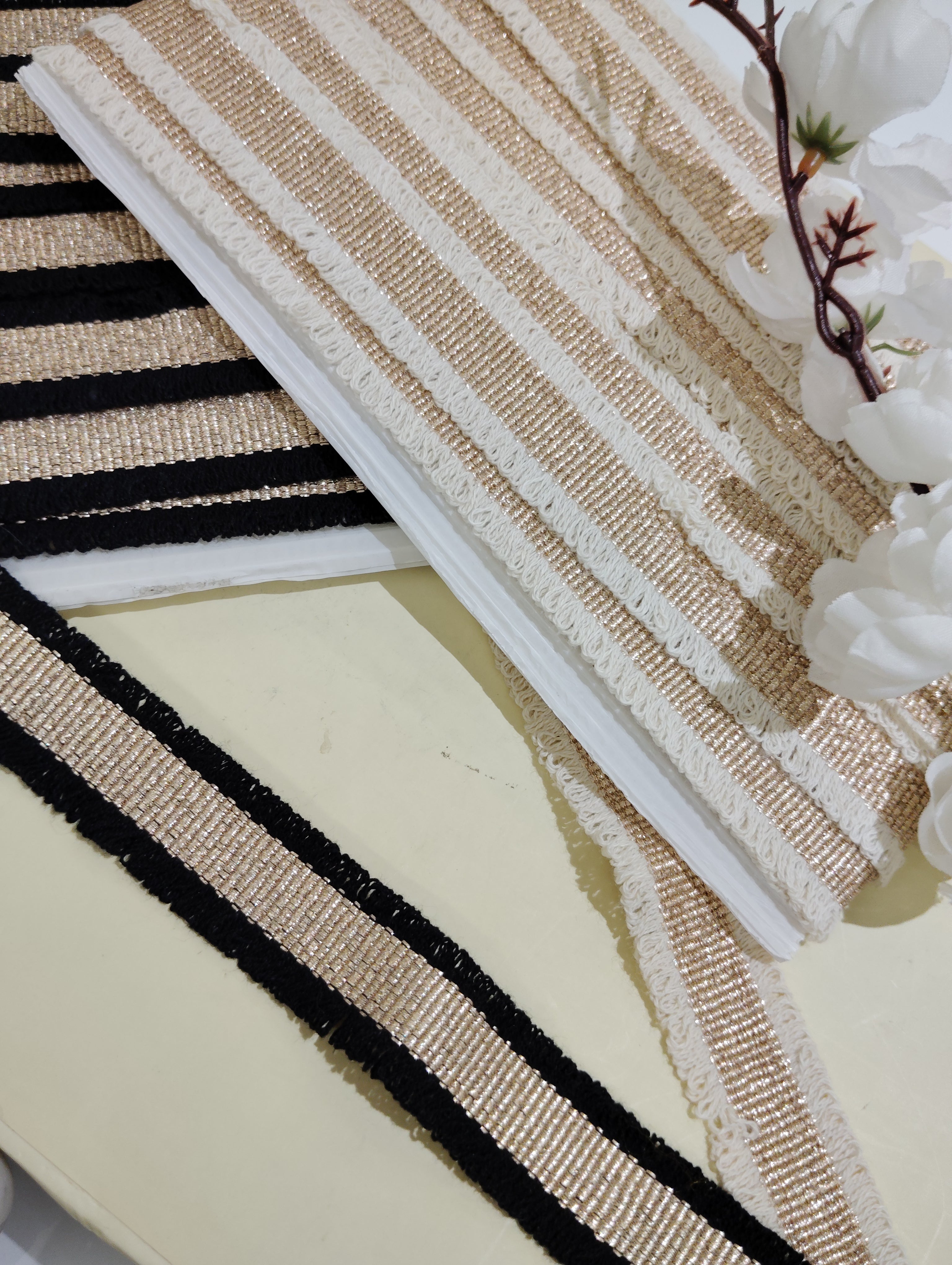 Metallic and Textured Stripe Border Trim