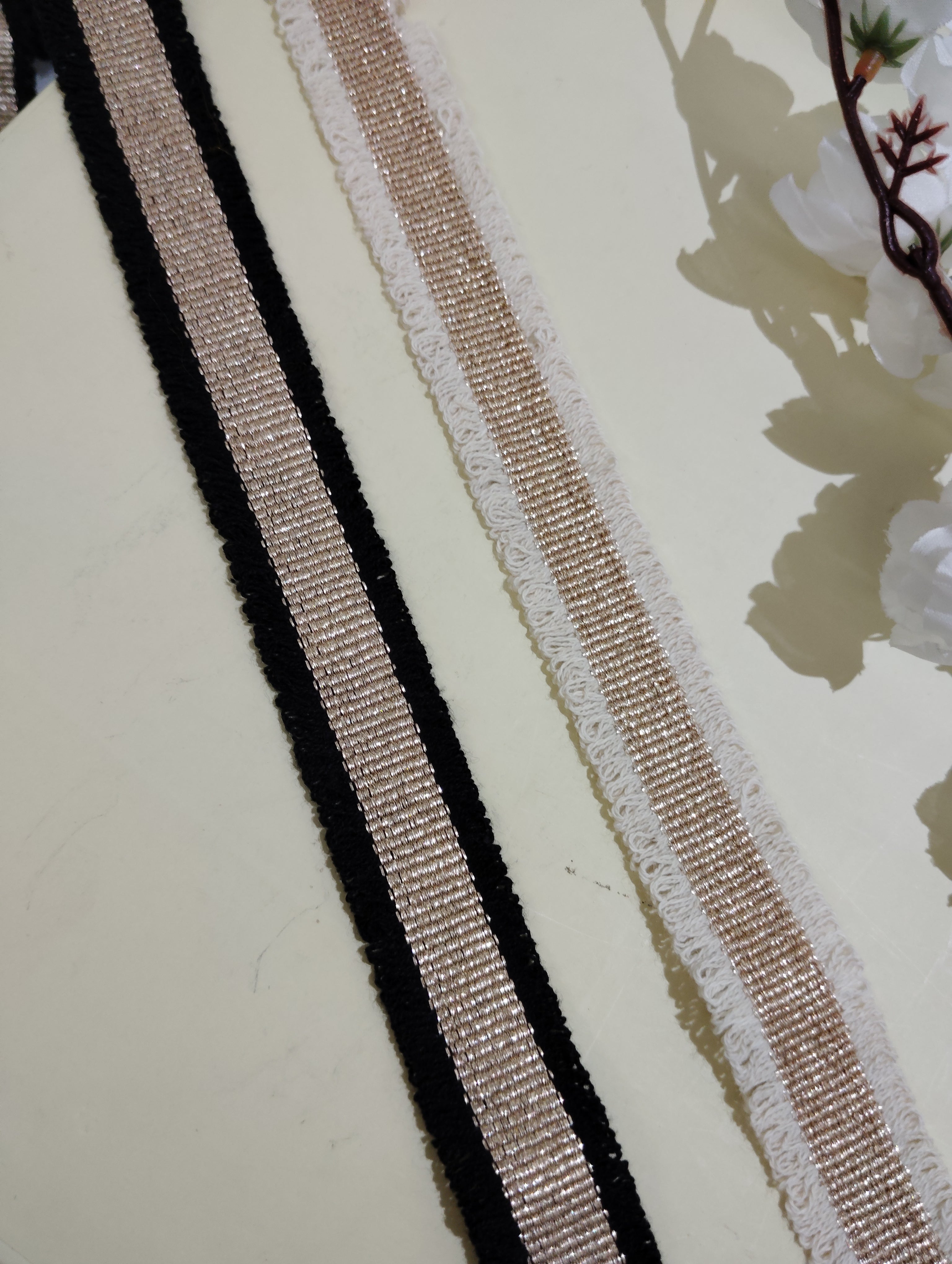 Metallic and Textured Stripe Border Trim