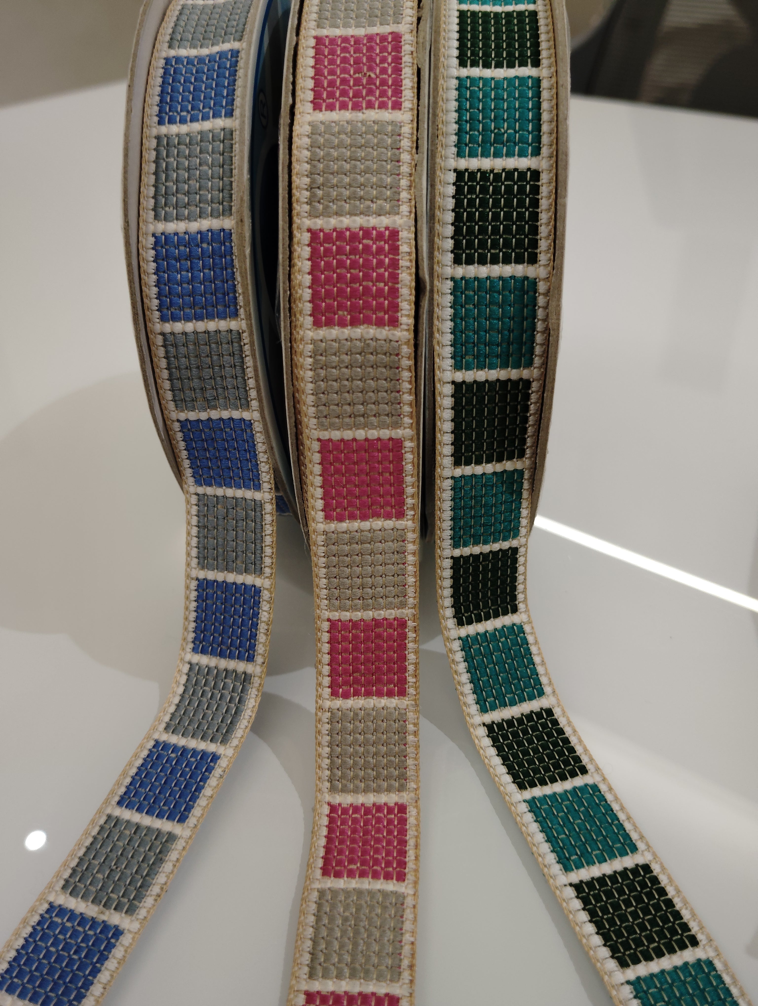 Color-Blocked Geometric Trim Ribbon