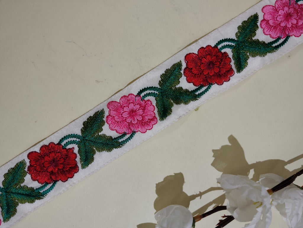 Embroidered Floral Ribbon Trim