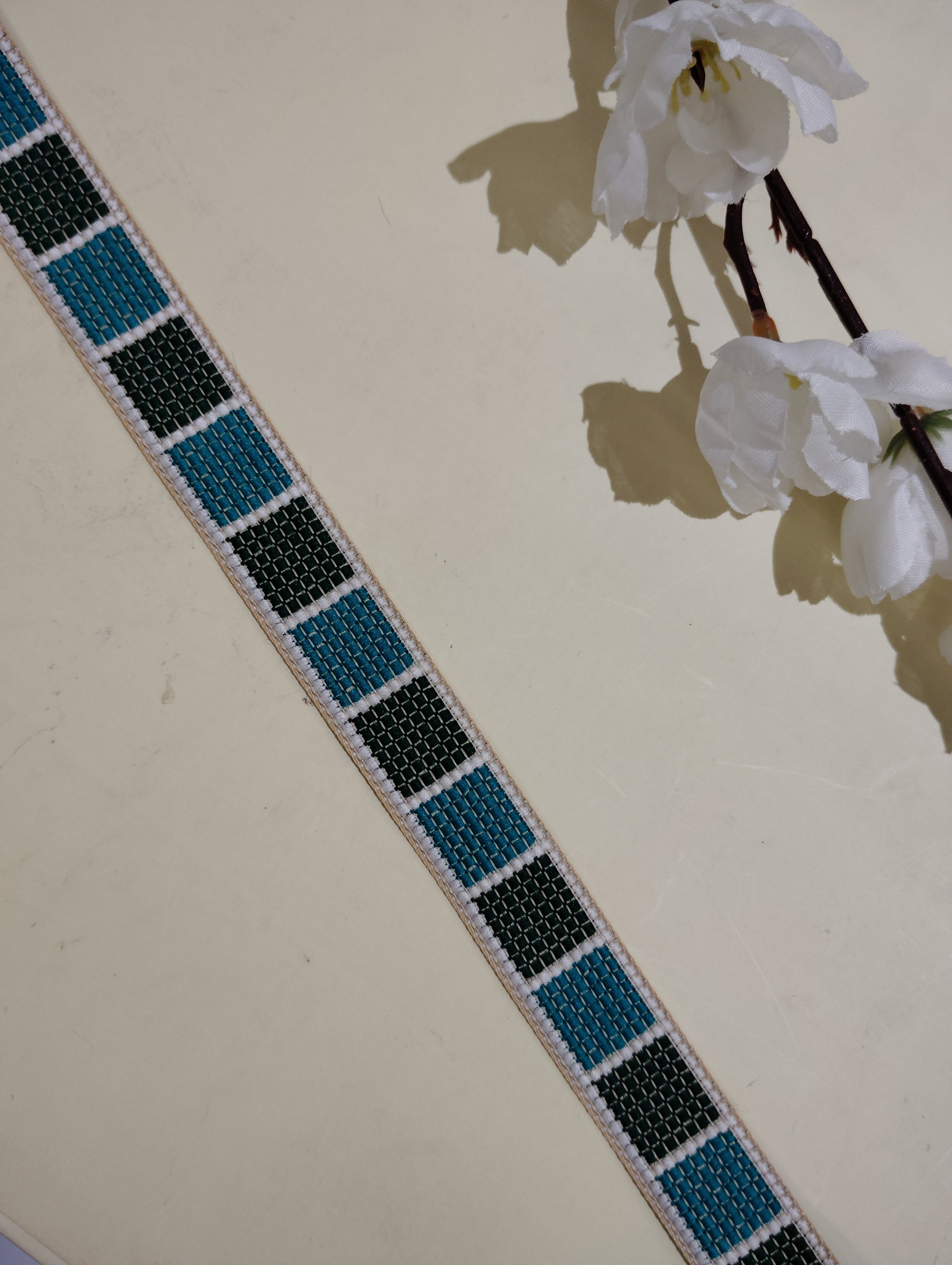 Color-Blocked Geometric Trim Ribbon