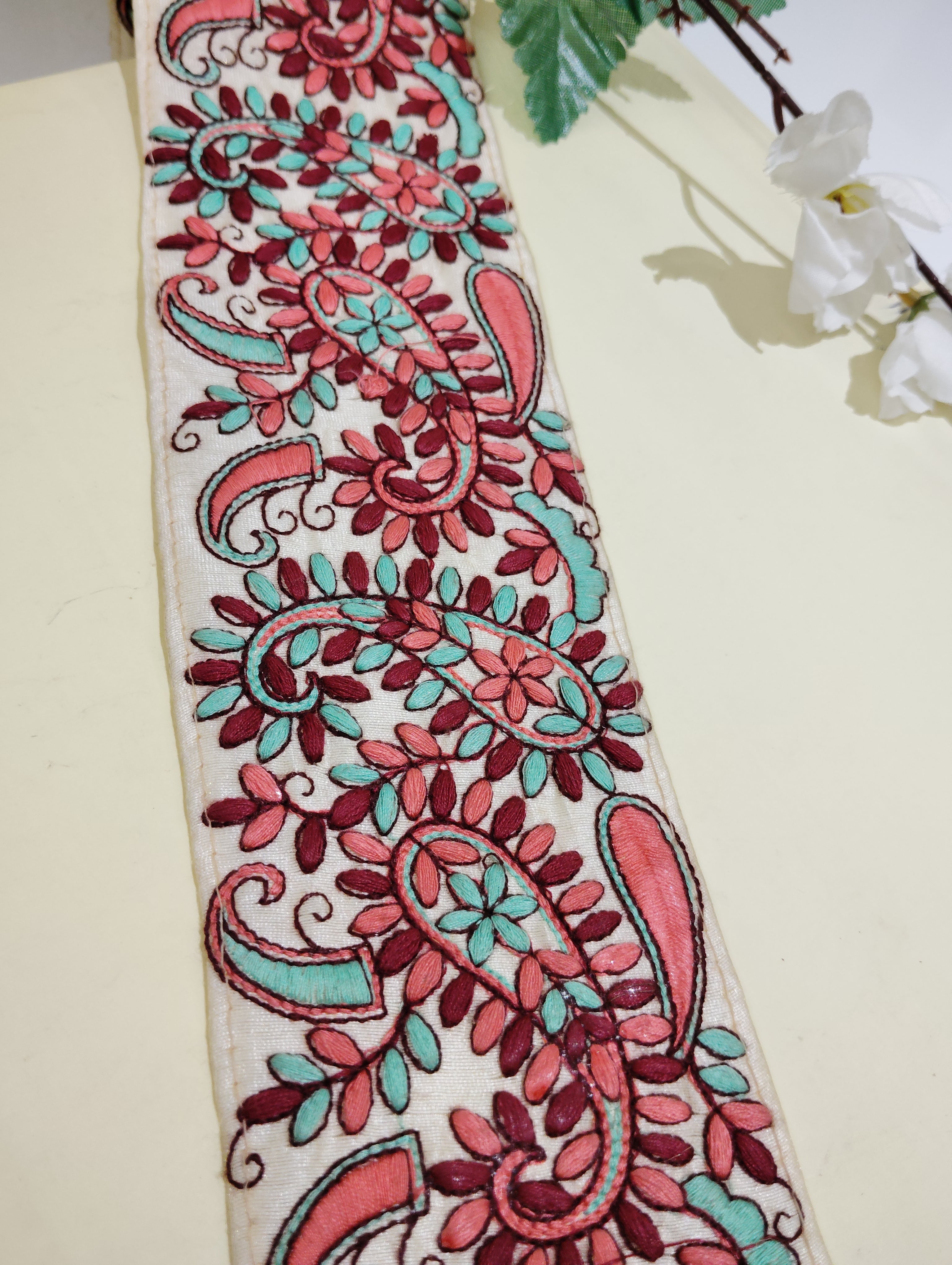 Handcrafted Floral Paisley Embroidery Trim