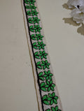 Hand-Embroidered Floral Textile Border