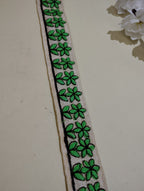 Hand-Embroidered Floral Textile Border