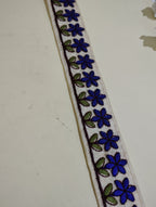 Hand-Embroidered Floral Textile Border