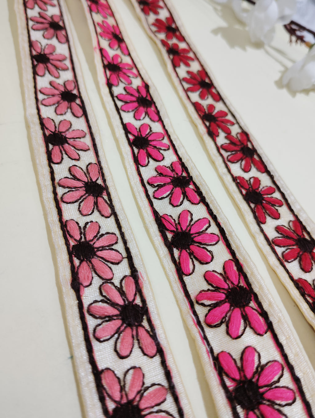 Embroidered Floral Fabric Trim
