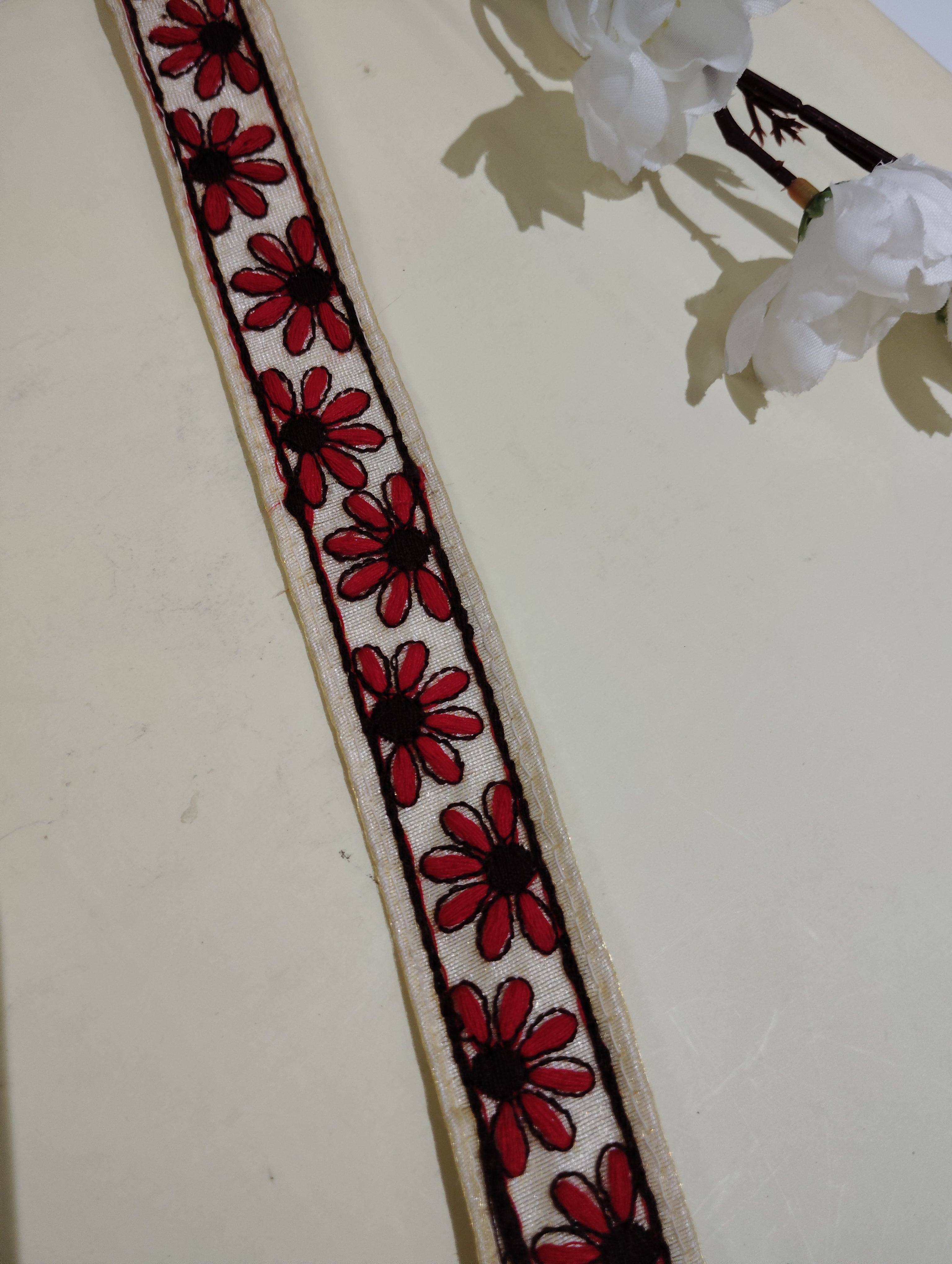 Embroidered Floral Fabric Trim