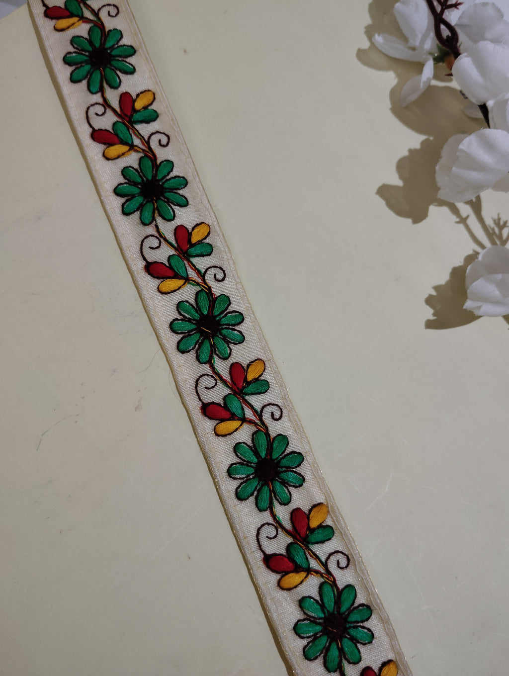 Floral Embroidered Cotton Ribbon Trims