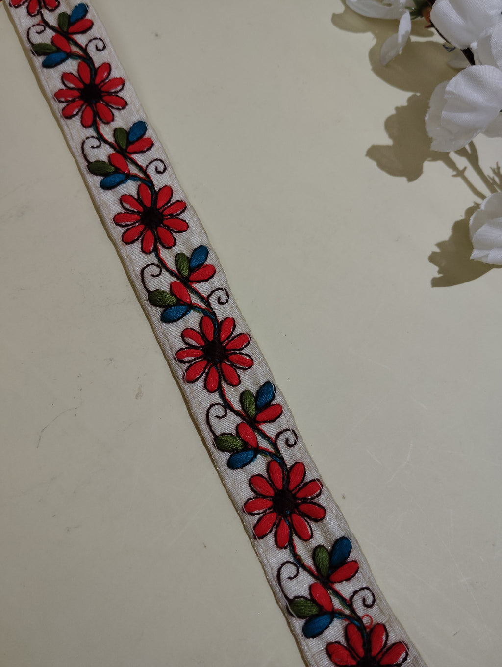 Floral Embroidered Cotton Ribbon Trims