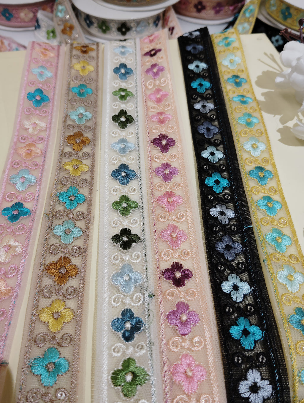 Embroidered Floral Mesh Lace Trim