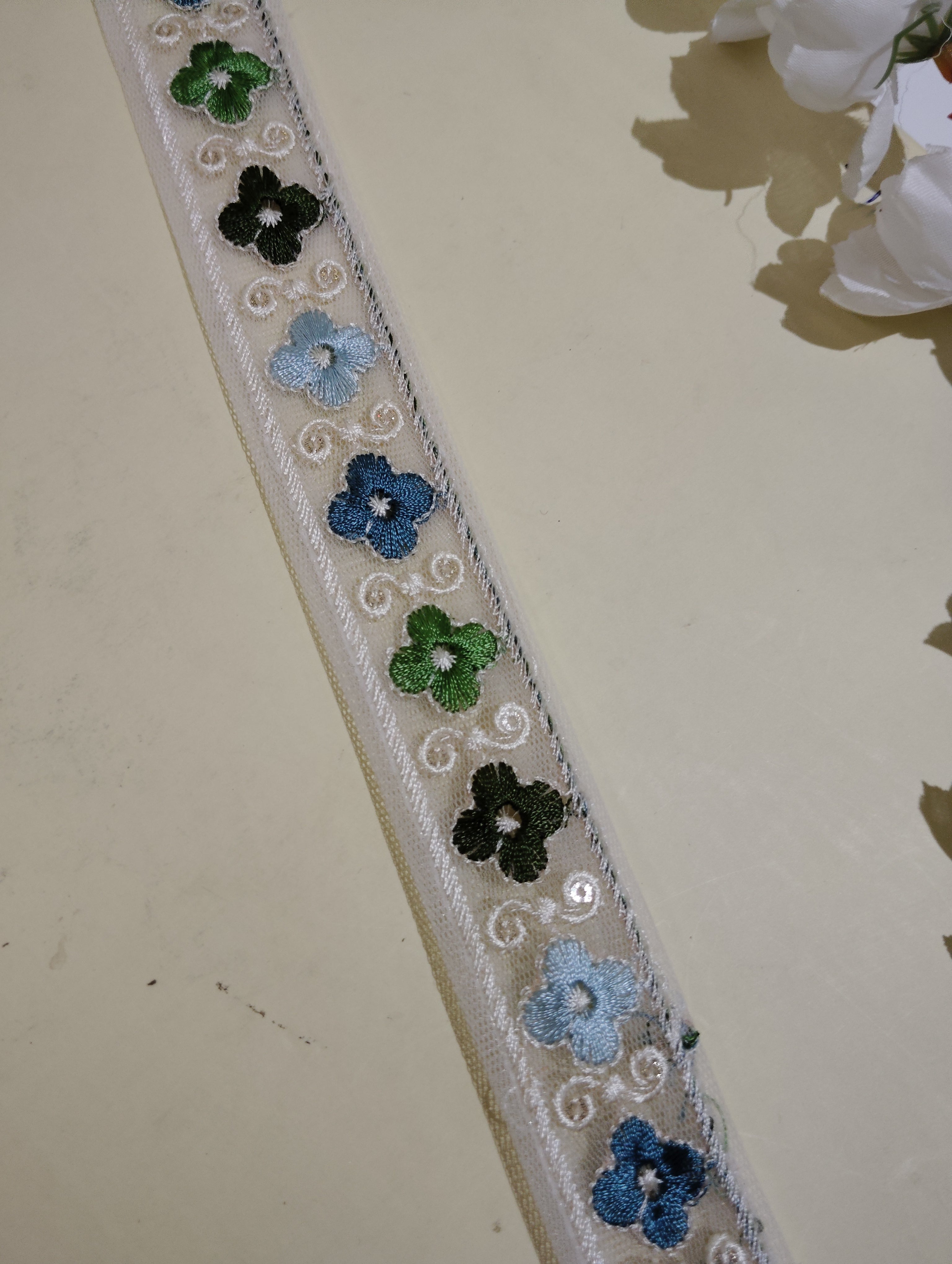 Embroidered Floral Mesh Lace Trim