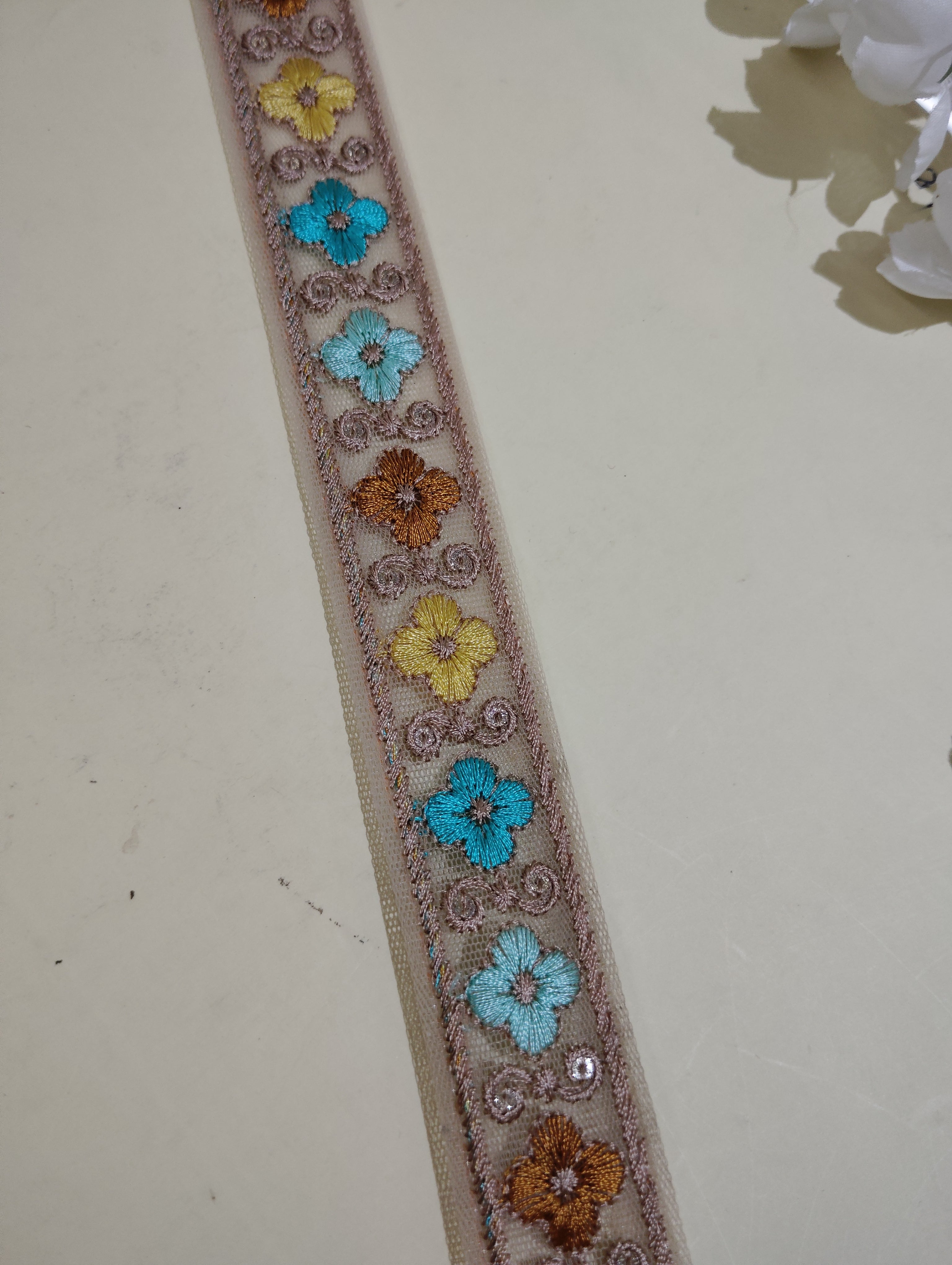 Embroidered Floral Mesh Lace Trim