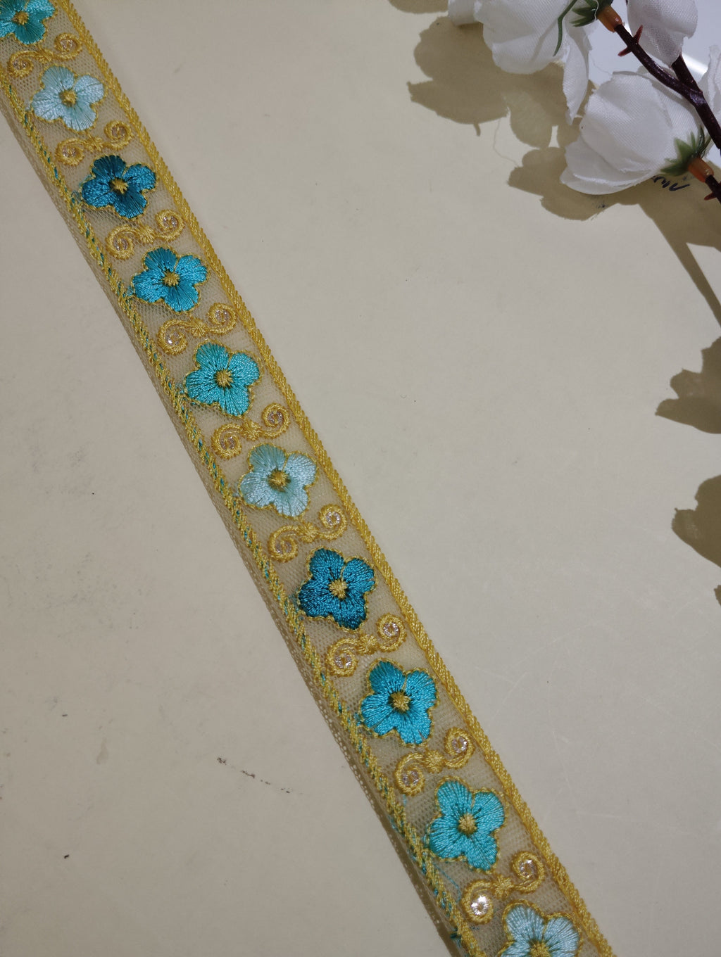 Embroidered Floral Mesh Lace Trim