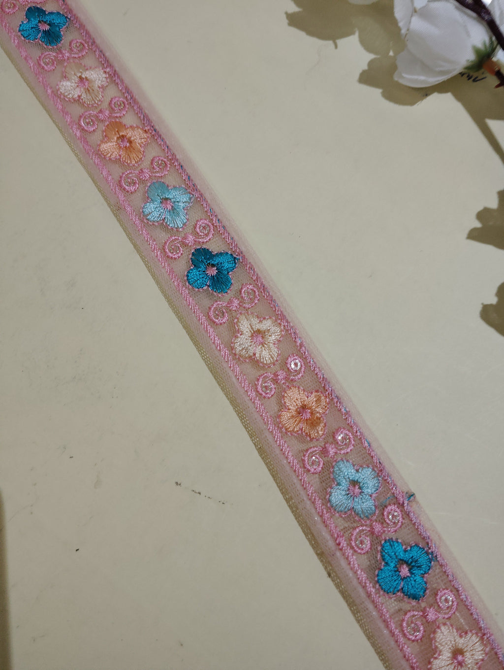 Embroidered Floral Mesh Lace Trim