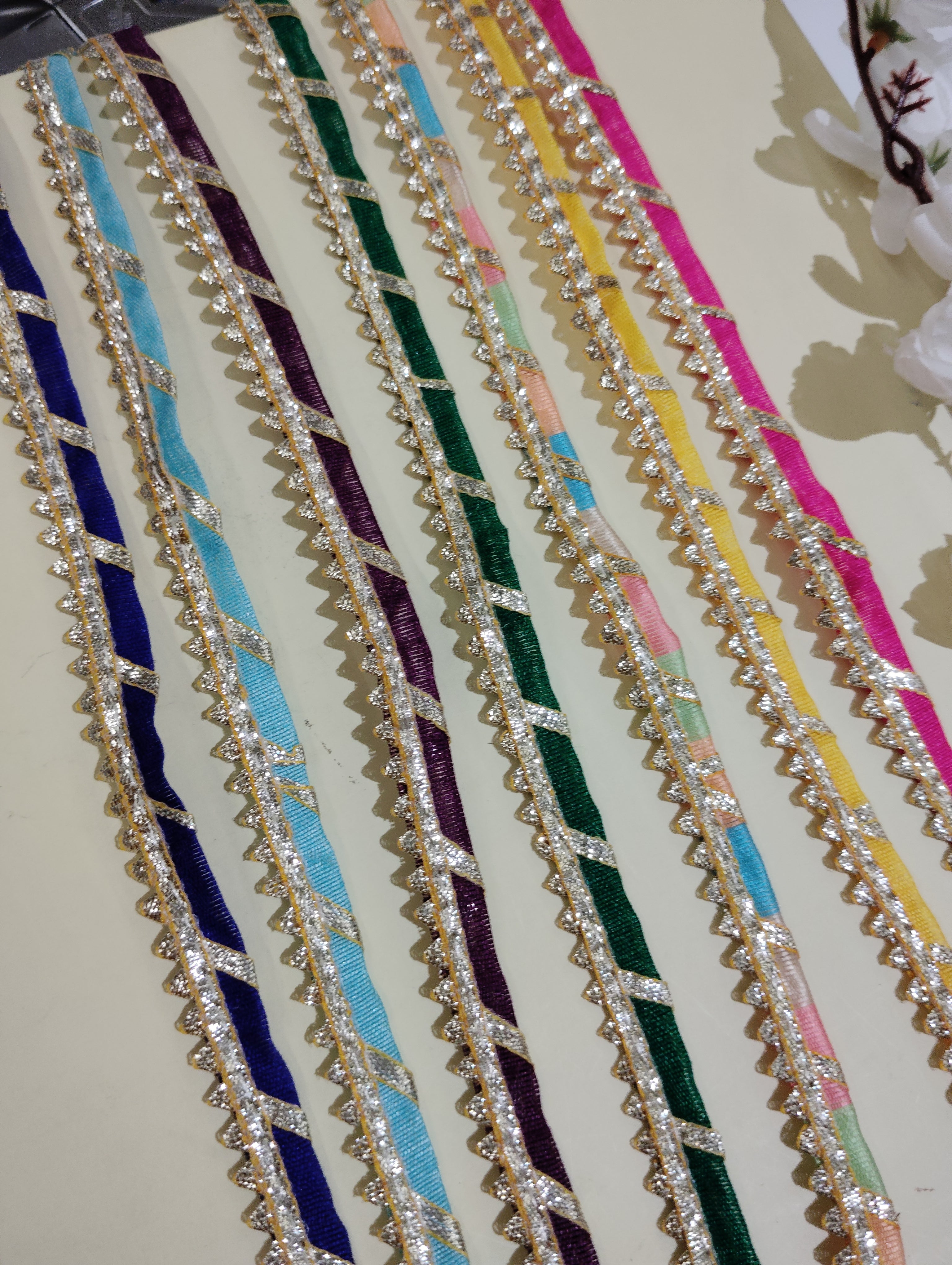 Festive Gota Patti Trim with Diagonal Zari Detailing