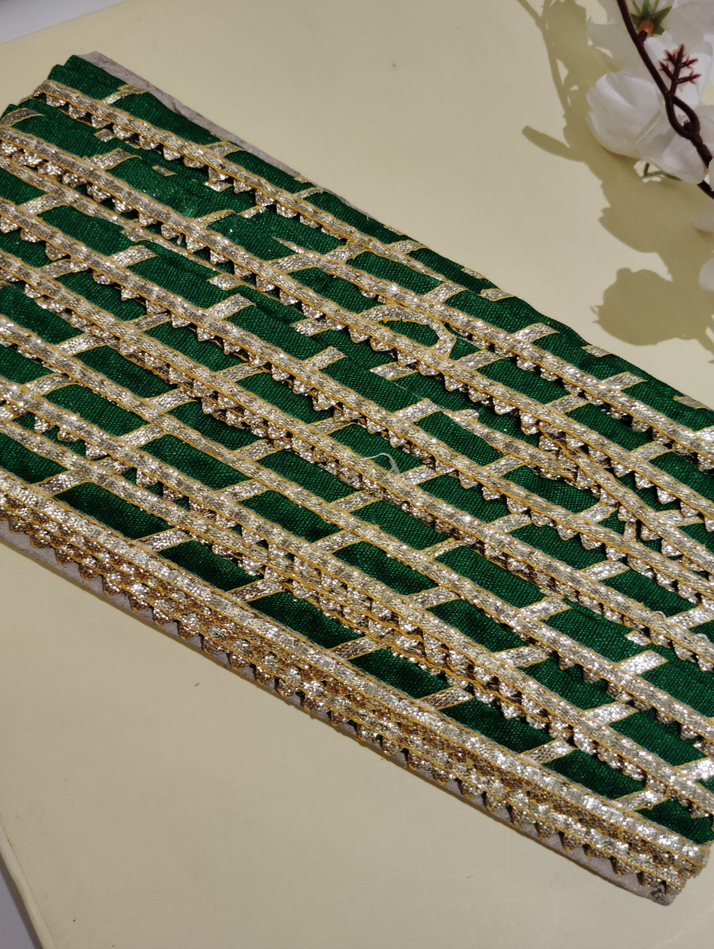 Festive Gota Patti Trim with Diagonal Zari Detailing