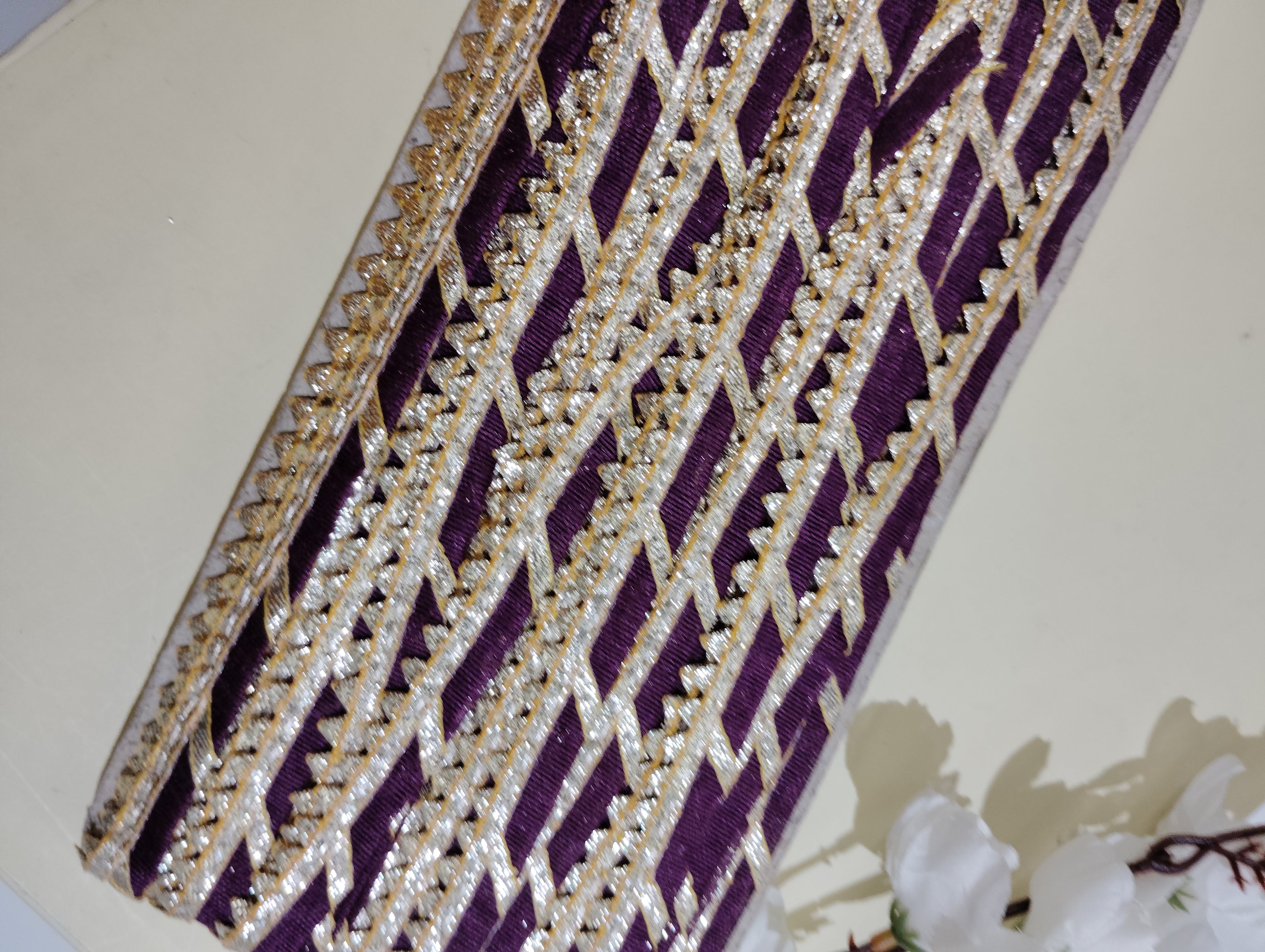Festive Gota Patti Trim with Diagonal Zari Detailing