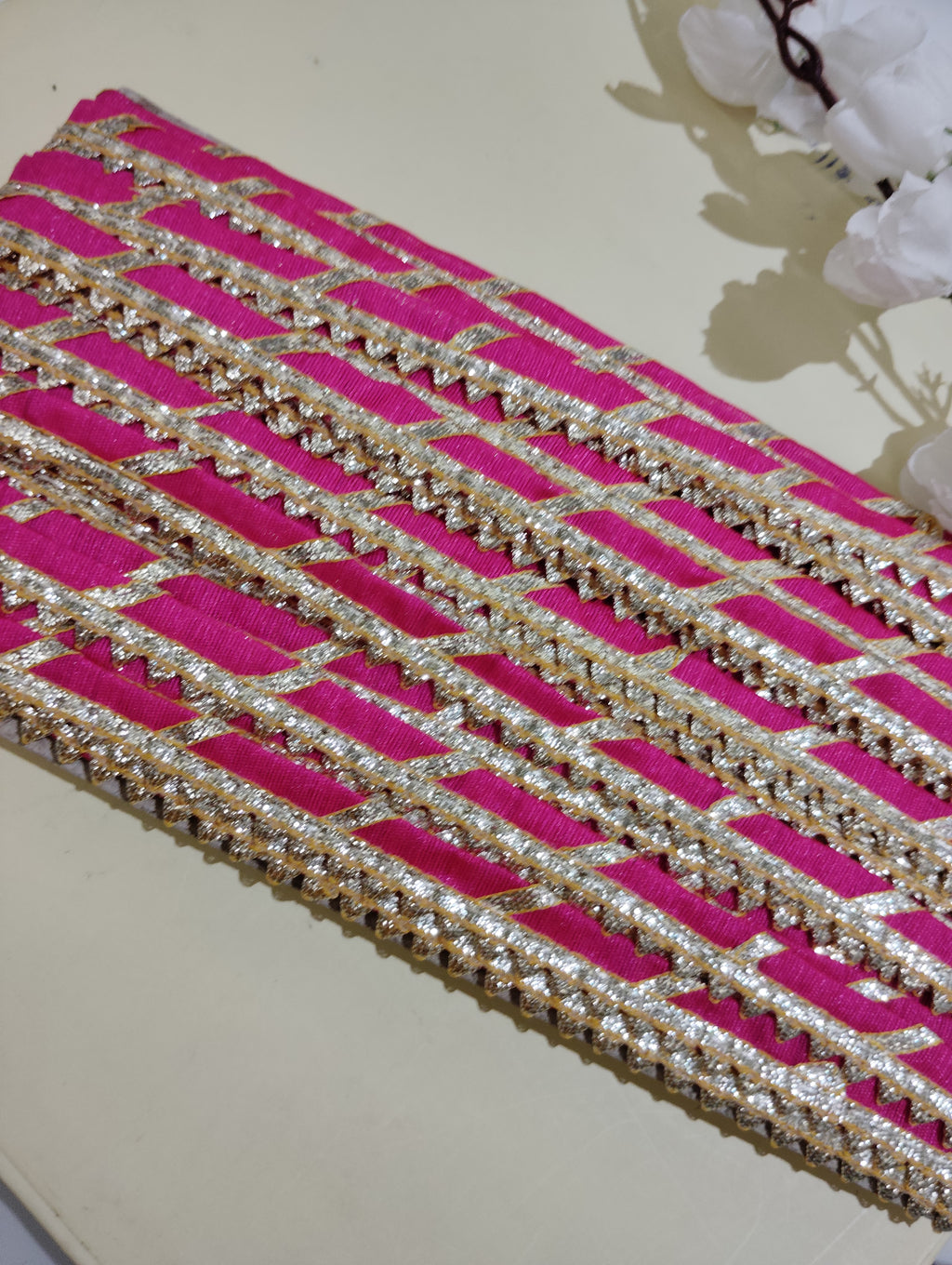 Festive Gota Patti Trim with Diagonal Zari Detailing