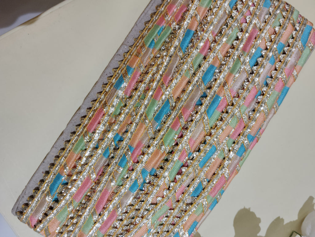 Festive Gota Patti Trim with Diagonal Zari Detailing