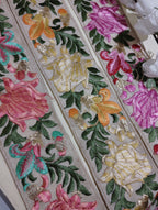 Handcrafted Multi-Color Floral Border with Intricate Thread Work