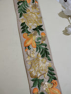 Handcrafted Multi-Color Floral Border with Intricate Thread Work