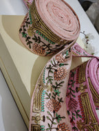 Hand-Embroidered Zardozi Floral Trim with Temple Arch Motif