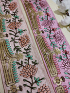 Hand-Embroidered Zardozi Floral Trim with Temple Arch Motif