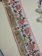 Hand-Embroidered Zardozi Floral Trim with Temple Arch Motif