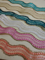 Metallic Gold Cord & Sequin Wave Lace