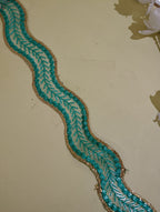 Metallic Gold Cord & Sequin Wave Lace