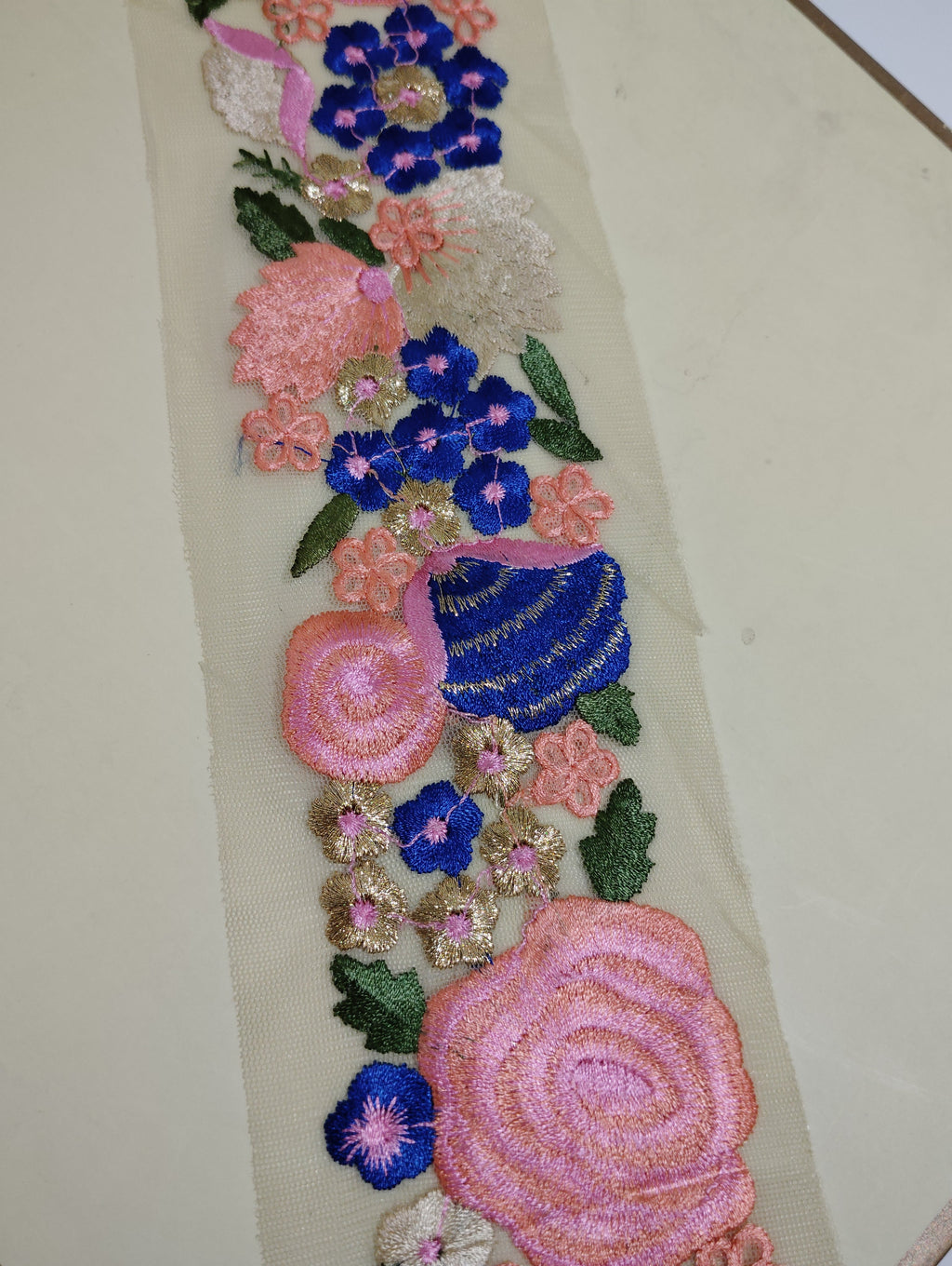Multicolor Floral Embroidered Net Lace Trim
