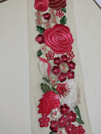 Multicolor Floral Embroidered Net Lace Trim
