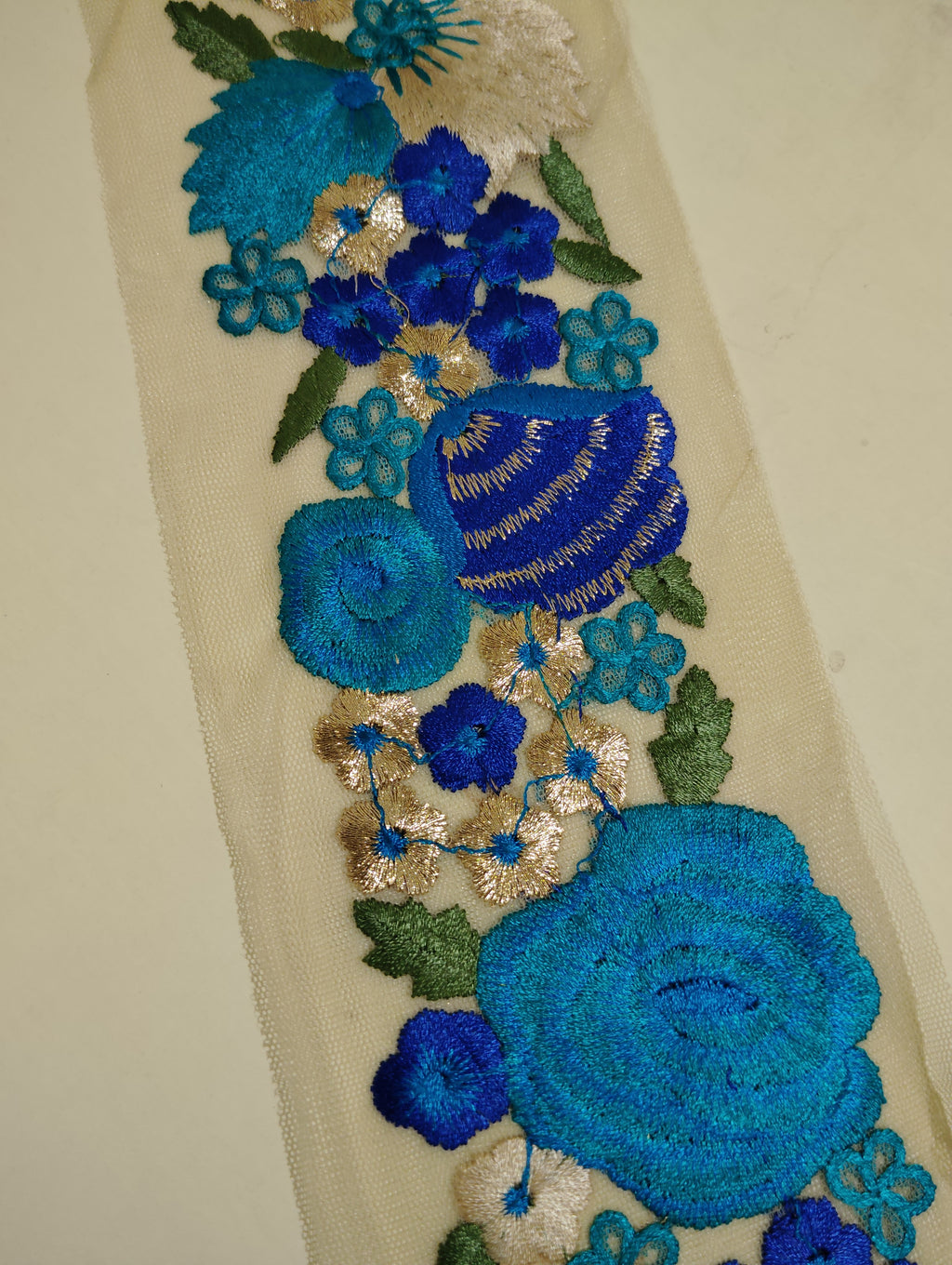 Multicolor Floral Embroidered Net Lace Trim