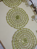 Premium Embroidered Sequin Scalloped Lace Trim with Floral Mandala Motifs