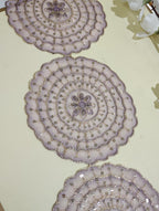 Premium Embroidered Sequin Scalloped Lace Trim with Floral Mandala Motifs
