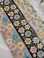 Floral Embroidered Silk Trim with Sequin