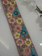 Floral Embroidered Silk Trim with Sequin