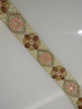 Floral Embroidered Tulle Lace Trim with Sequin Accents