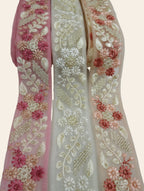 Pastel Floral Tulle Lace Trim with Shimmering Sequins