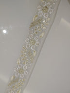 Pastel Floral Tulle Lace Trim with Shimmering Sequins