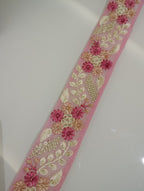 Pastel Floral Tulle Lace Trim with Shimmering Sequins